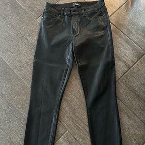 PAIGE Black Womens Hoxton high rise ankle skinny leather look